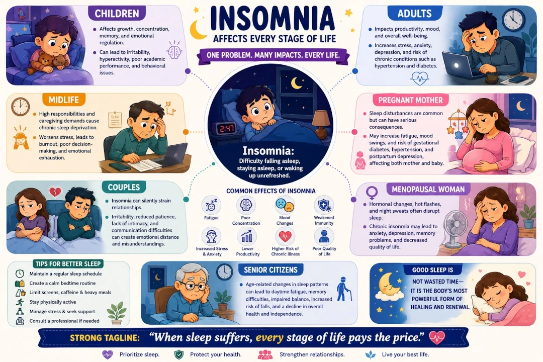 Insomnia doesn’t just rob you of sleep, it quietly touches every age, every relationship, and every chapter of life.